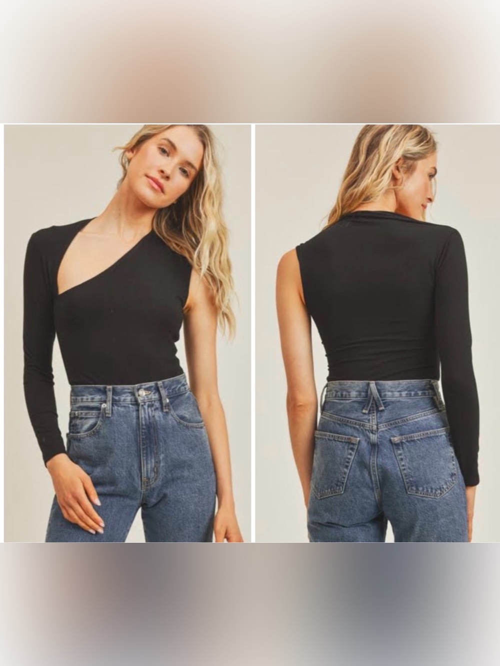 Asymmetrical Black Bodysuit